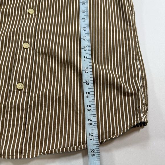 Hollister Vintage Y2K Logo Striped Oxford Button Shirt Brown Mns Medium - Picture 10 of 10